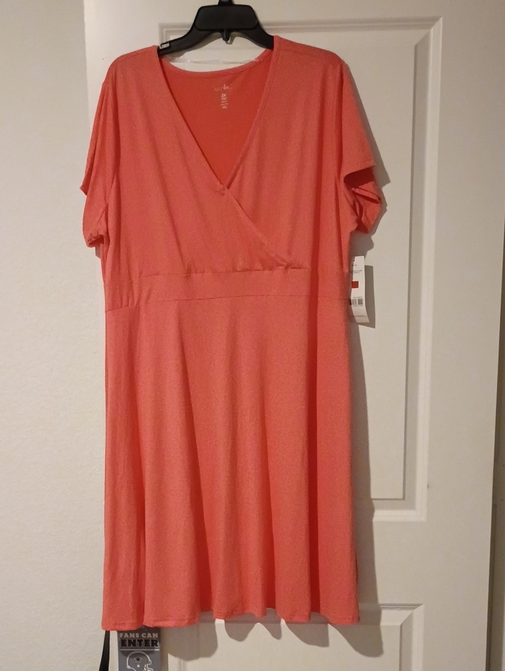 Women's Coral V-Neck Wrap Dress With Bracelet Nwt